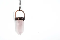 Rose Quartz crystal necklace | Electroformed crystal necklace