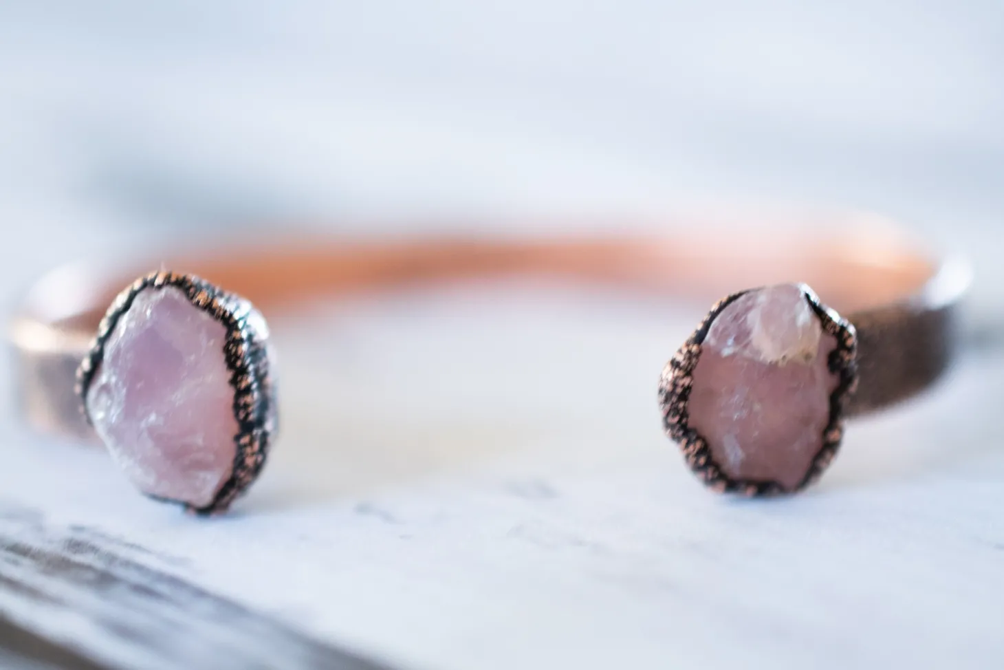 Rose Quartz Cuff Bracelet | Rough Rose quartz Cuff Bracelet