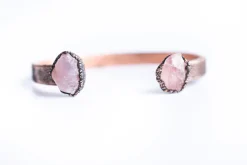 Rose Quartz Cuff Bracelet | Rough Rose quartz Cuff Bracelet