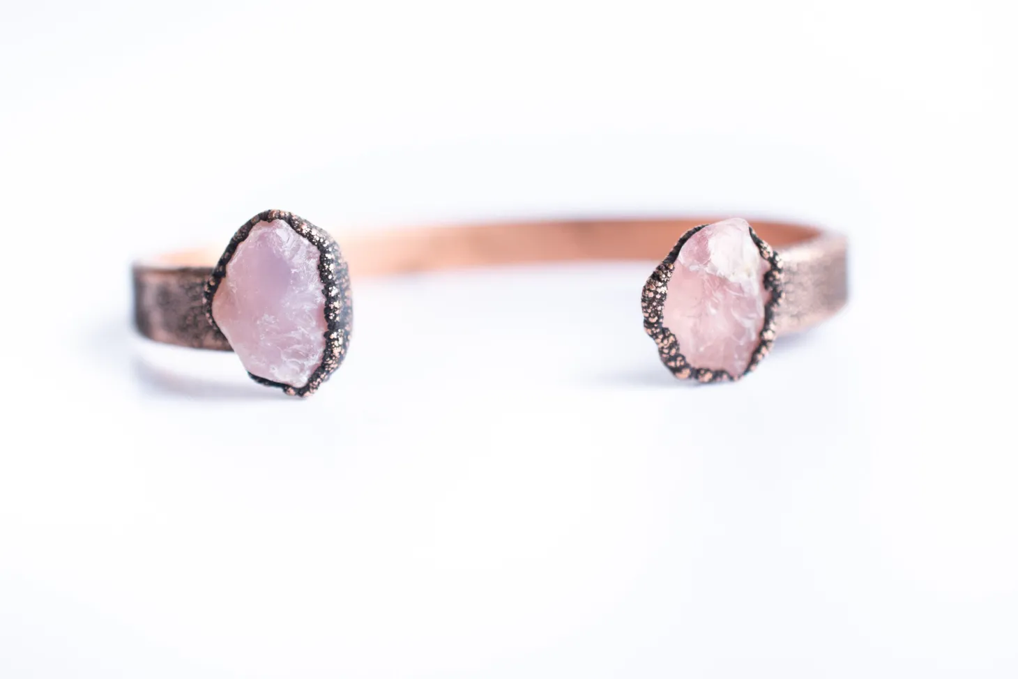 Rose Quartz Cuff Bracelet | Rough Rose quartz Cuff Bracelet