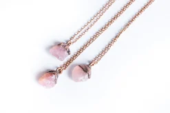 Rose quartz necklace | Electroformed crystal necklace