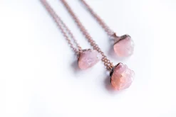 Rose quartz necklace | Electroformed crystal necklace