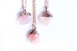 Rose quartz necklace | Electroformed crystal necklace