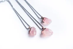 Rose quartz necklace | Electroformed crystal necklace