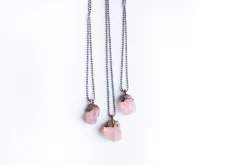 Rose quartz necklace | Electroformed crystal necklace