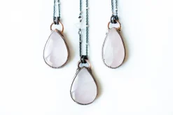 Rose Quartz Necklace | Raw crystal necklace