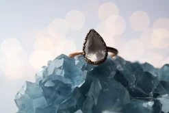 Rose Quartz ring | Organic stone stacking ring