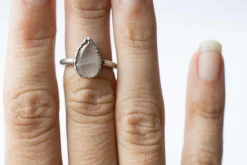 Rose Quartz ring | Organic stone stacking ring