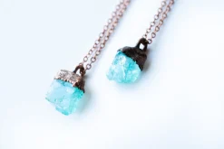 Rough apatite necklace | Blue apatite necklace