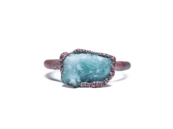 Rough emerald ring | Raw Emerald birthstone ring