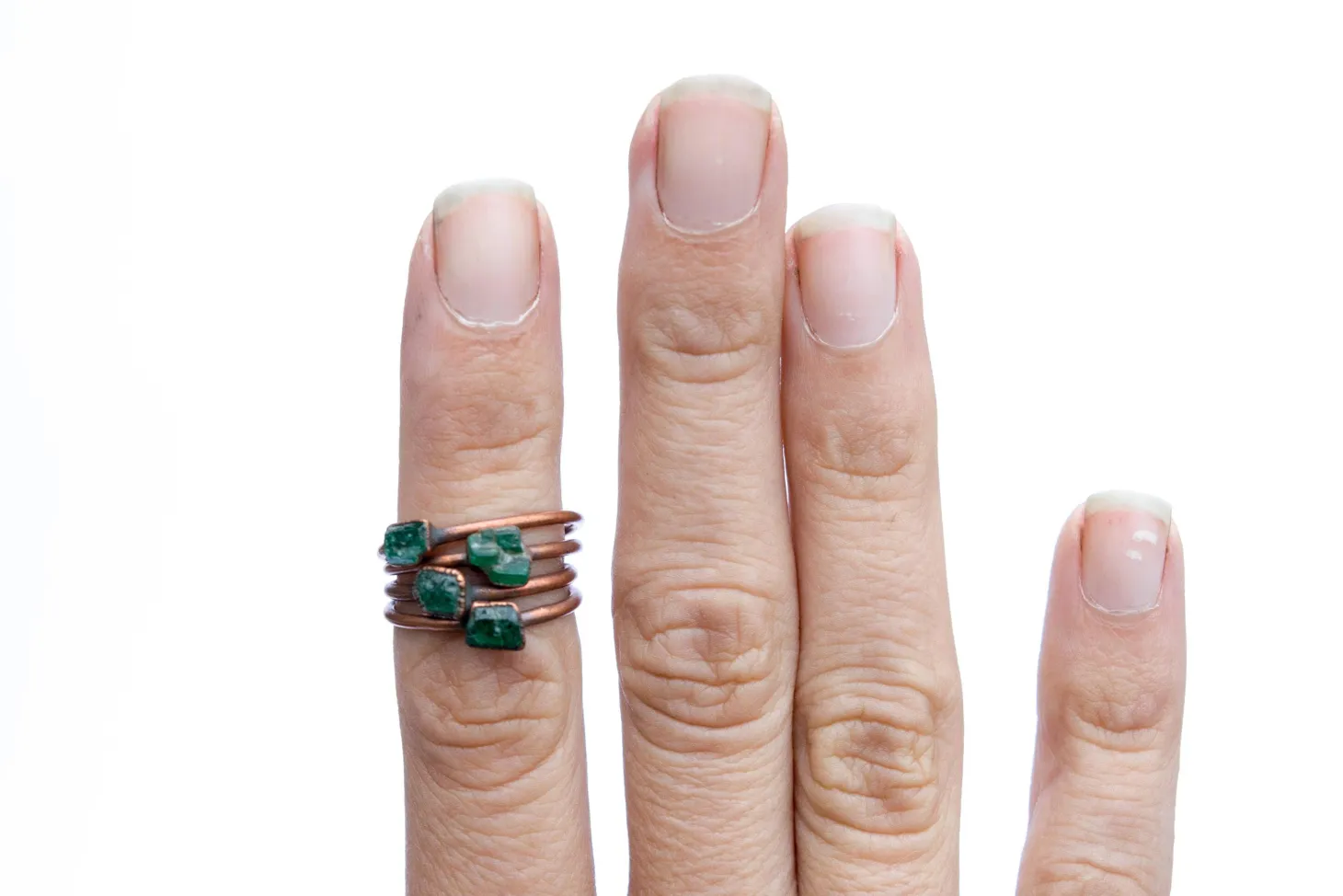 Rough emerald ring | Raw Emerald birthstone ring