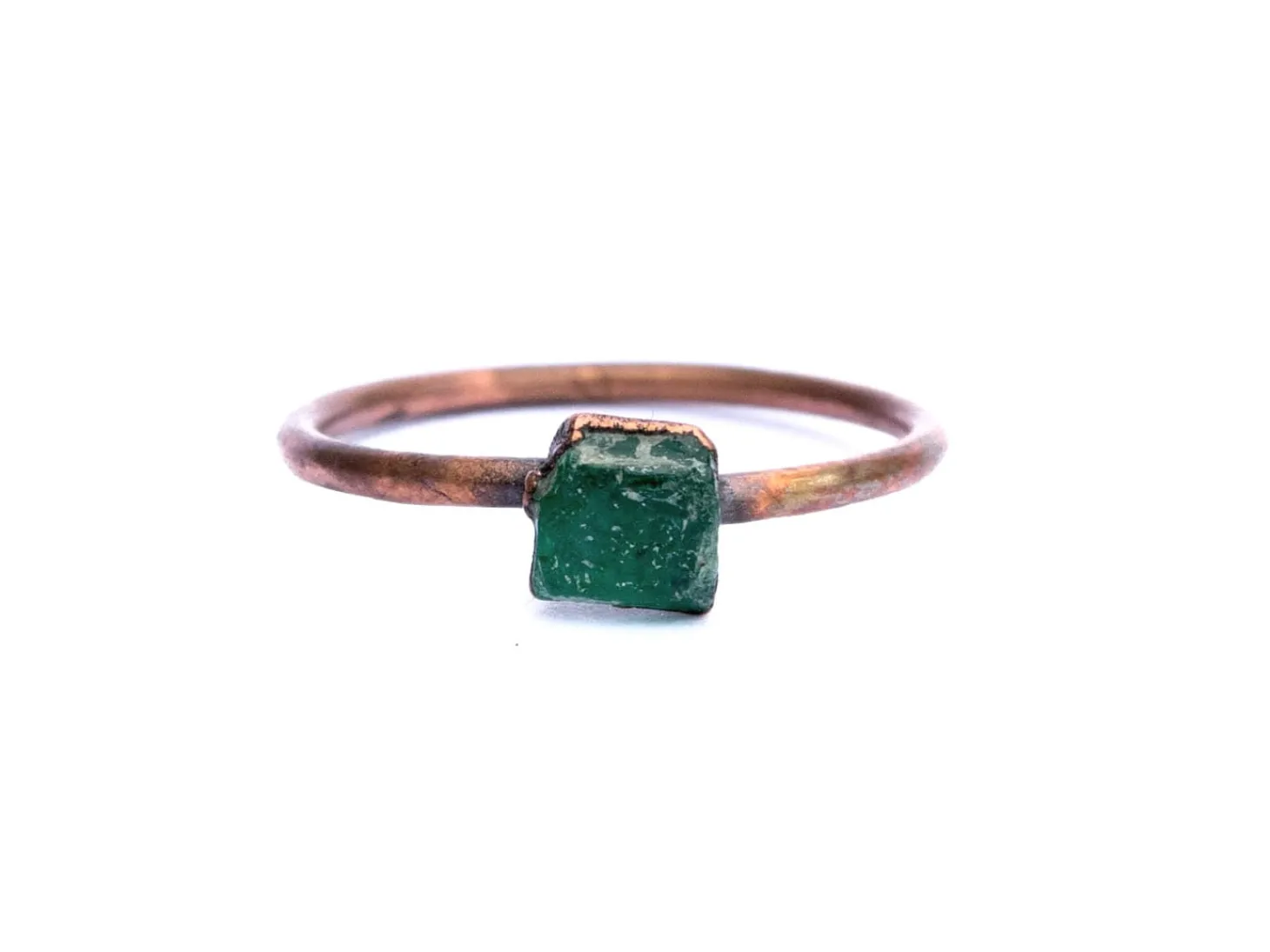 Rough emerald ring | Raw Emerald birthstone ring