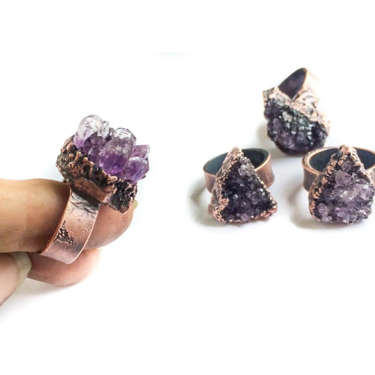 SALE Amethyst druzy ring | Amethyst crystal ring