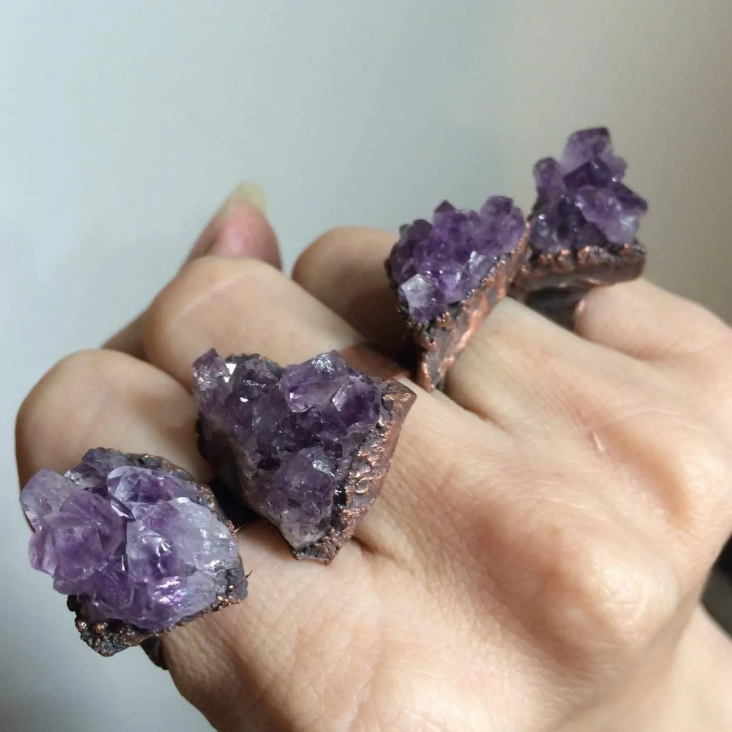 SALE Amethyst druzy ring | Amethyst crystal ring
