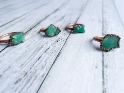 SALE Chrysoprase ring | Raw chrysoprase crystal ring