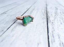 SALE Chrysoprase ring | Raw chrysoprase crystal ring