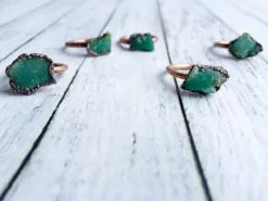 SALE Chrysoprase ring | Raw chrysoprase crystal ring