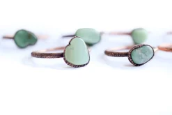 SALE Chrysoprase ring | Tumbled chrysoprase crystal ring