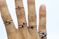 SALE Deep Red Garnet ring | Garnet Teardrop Ring