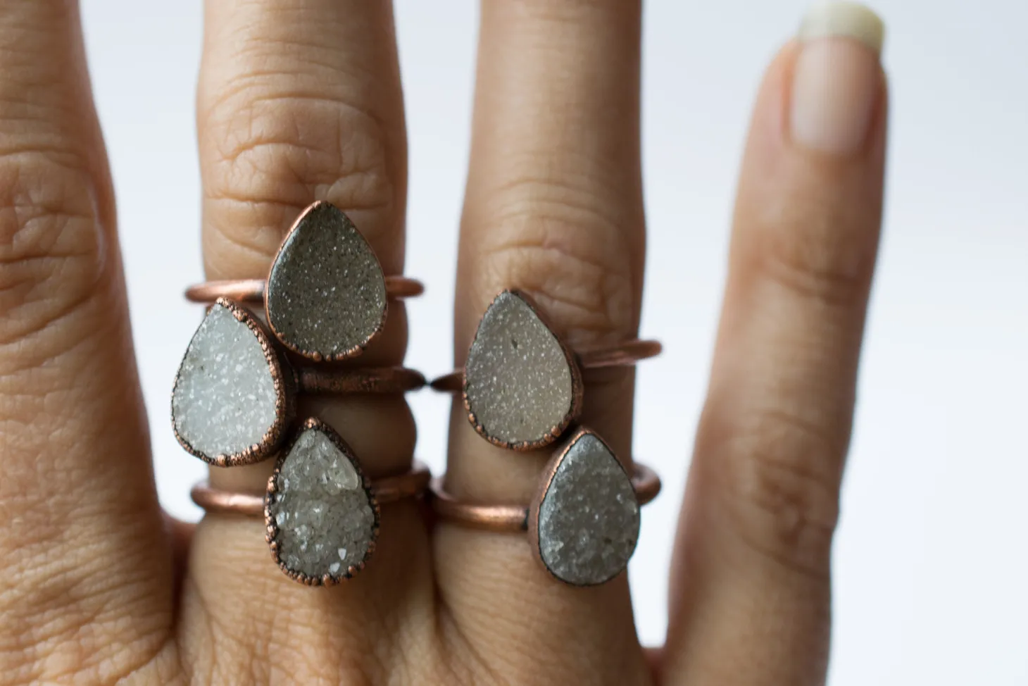SALE Druzy Ring | Crystal Teardrop Ring