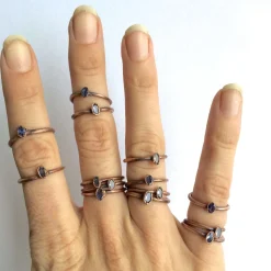 SALE Faceted tanzanite ring | Faceted stone stacking ring