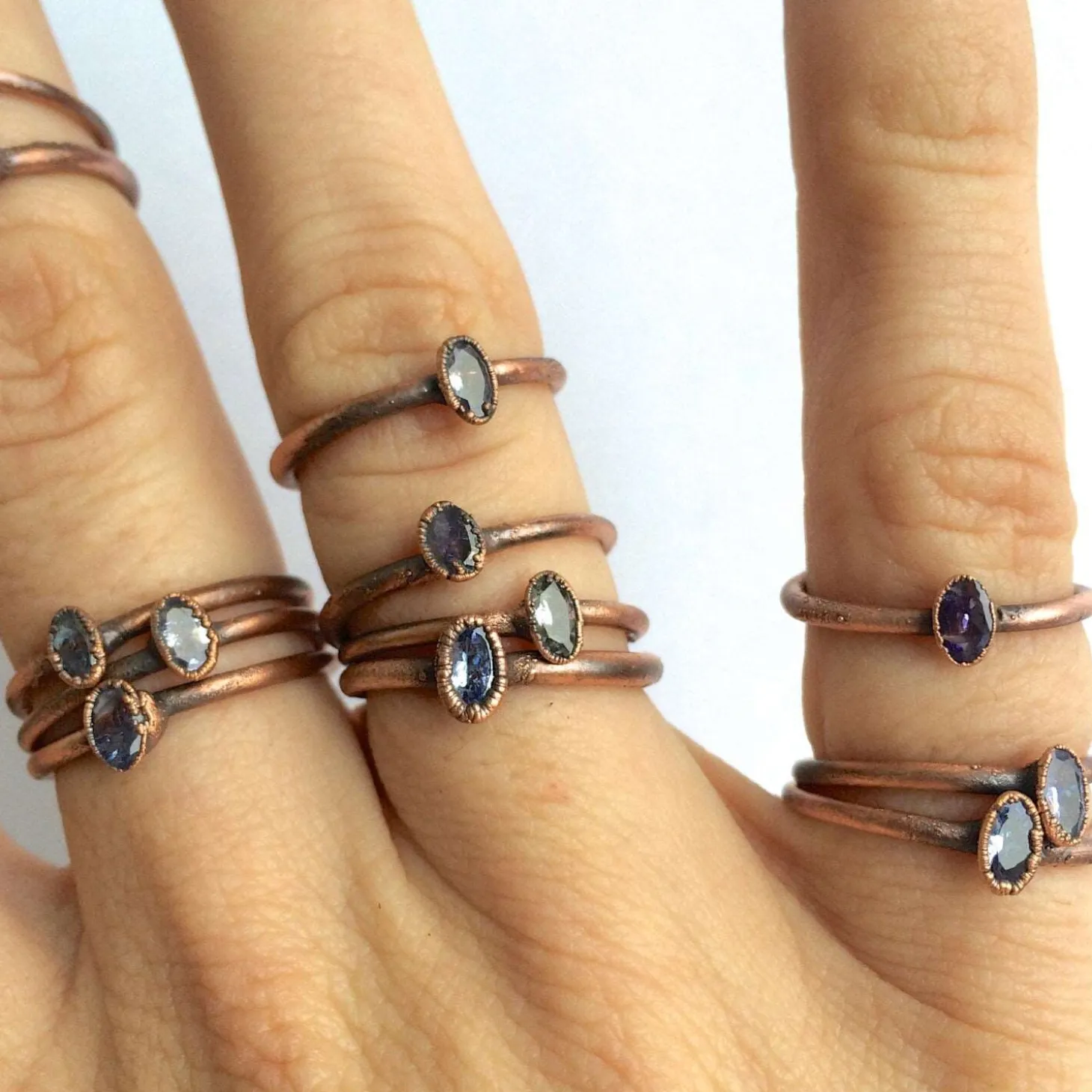 SALE Faceted tanzanite ring | Faceted stone stacking ring