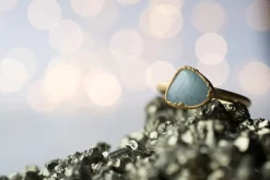 SALE Gold Aquamarine crystal ring | Raw aquamarine ring