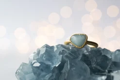 SALE Gold Aquamarine crystal ring | Raw aquamarine ring