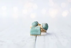 SALE Gold Emerald ring | Rough emerald ring