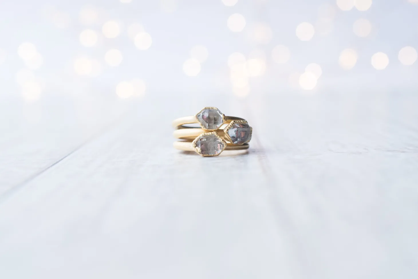 SALE Gold raw crystal ring | Herkimer diamond ring