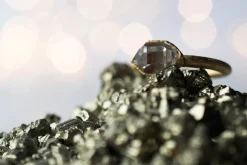 SALE Gold raw crystal ring | Herkimer diamond ring