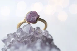 SALE Gold Ruby ring | Red ruby crystal ring