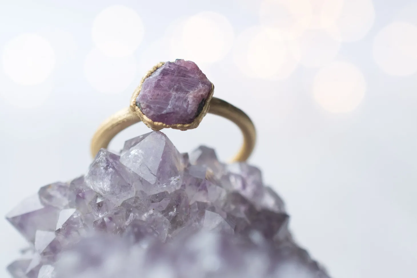 SALE Gold Ruby ring | Red ruby crystal ring