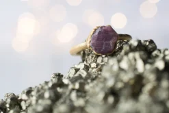 SALE Gold Ruby ring | Red ruby crystal ring