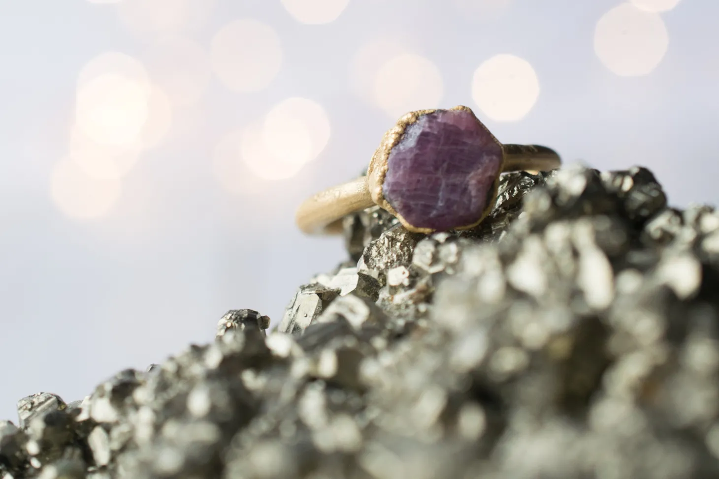 SALE Gold Ruby ring | Red ruby crystal ring