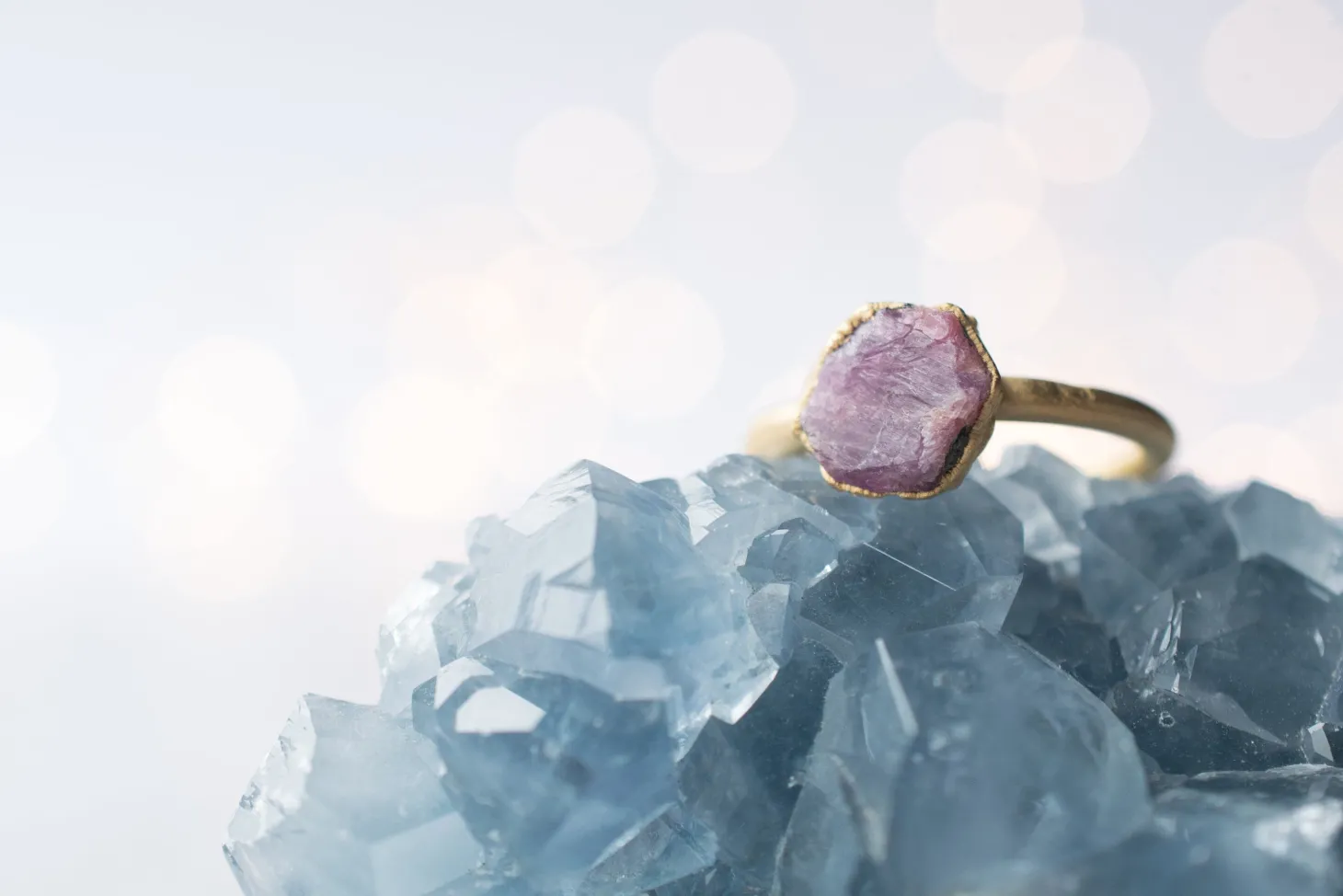 SALE Gold Ruby ring | Red ruby crystal ring