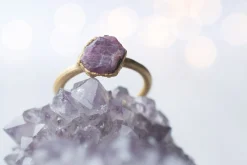 SALE Gold Ruby ring | Red ruby crystal ring
