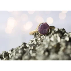 SALE Gold Ruby ring | Red ruby crystal ring