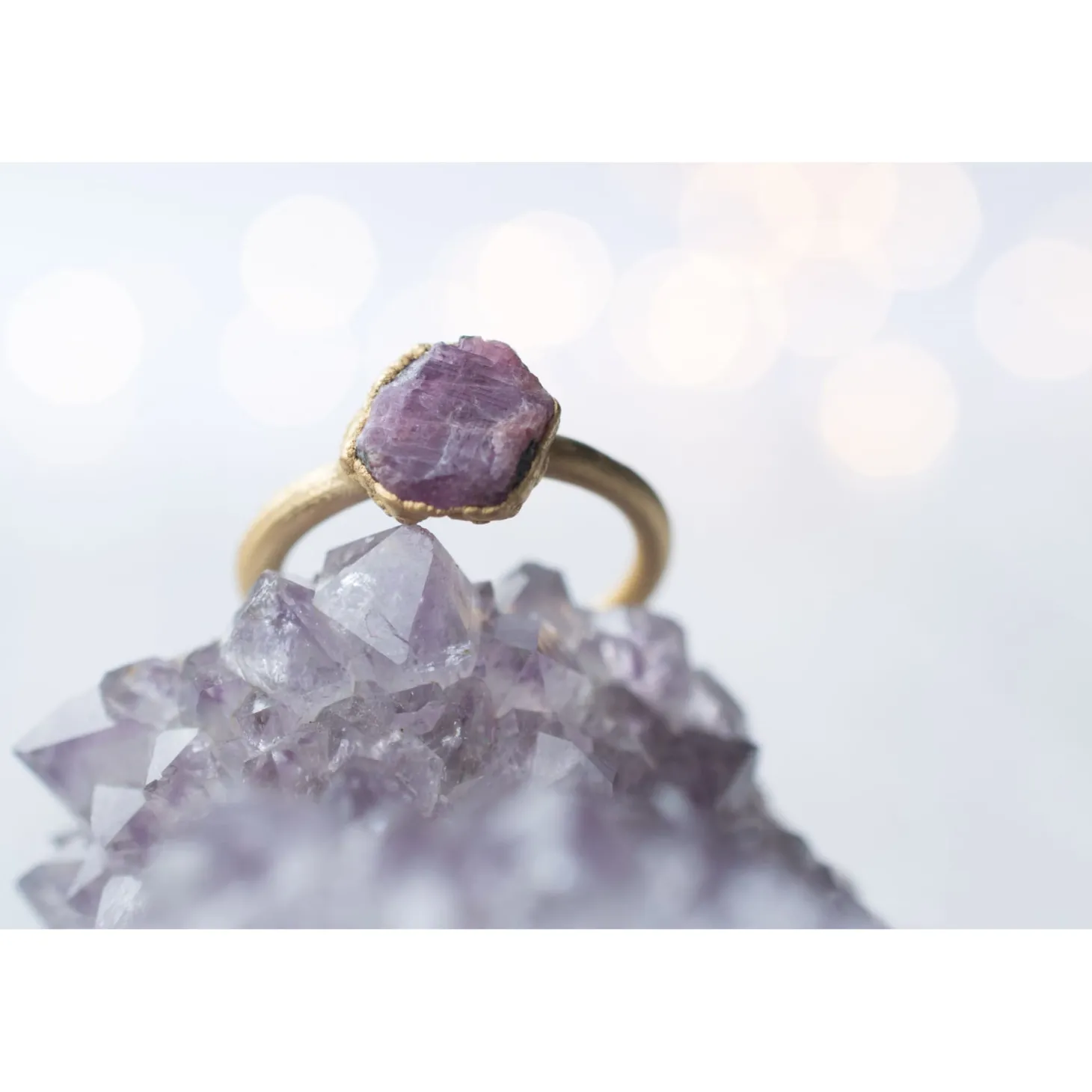 SALE Gold Ruby ring | Red ruby crystal ring