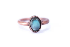 SALE Labradorite ring | Simple stone stacking ring