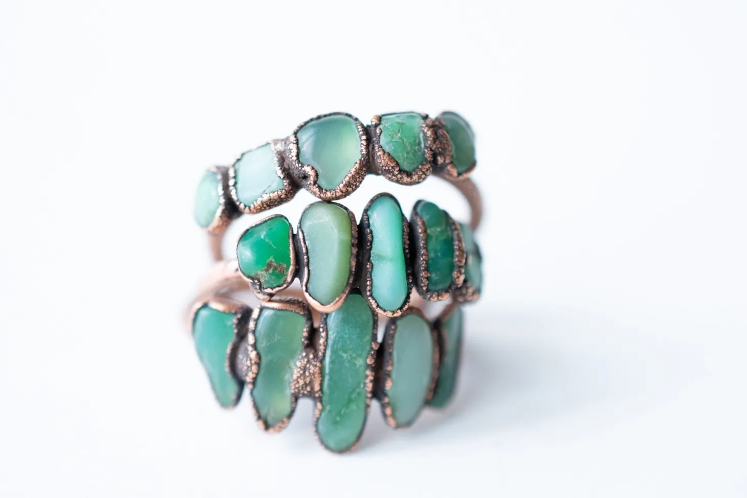 SALE Multi Stone Chrysoprase ring | Tumbled chrysoprase ring