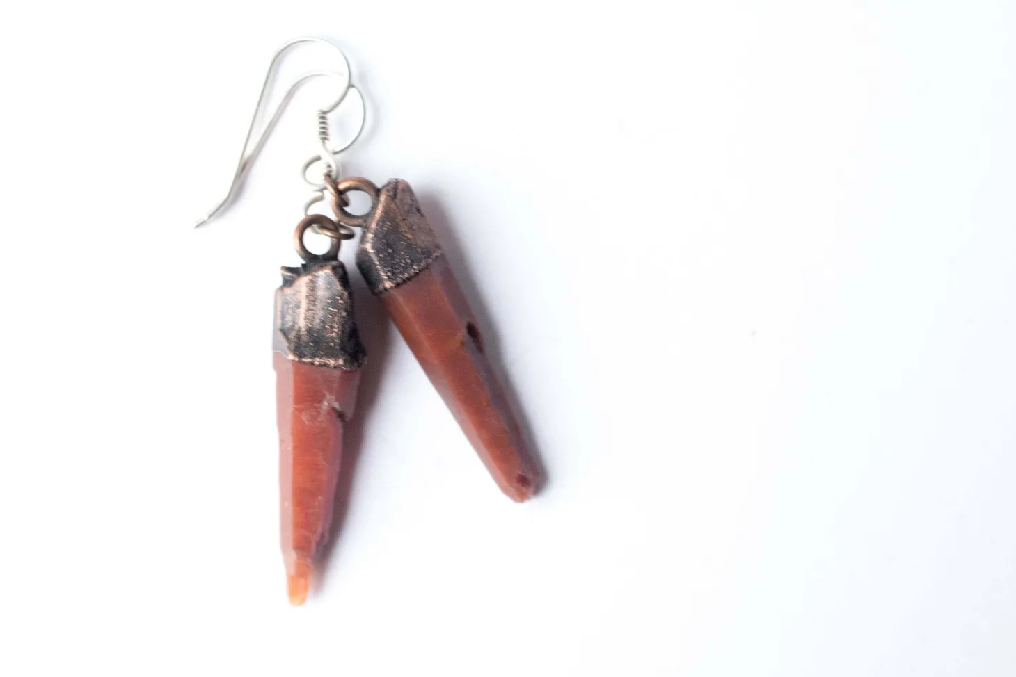 SALE Raw crystal | Red quartz crystal earrings