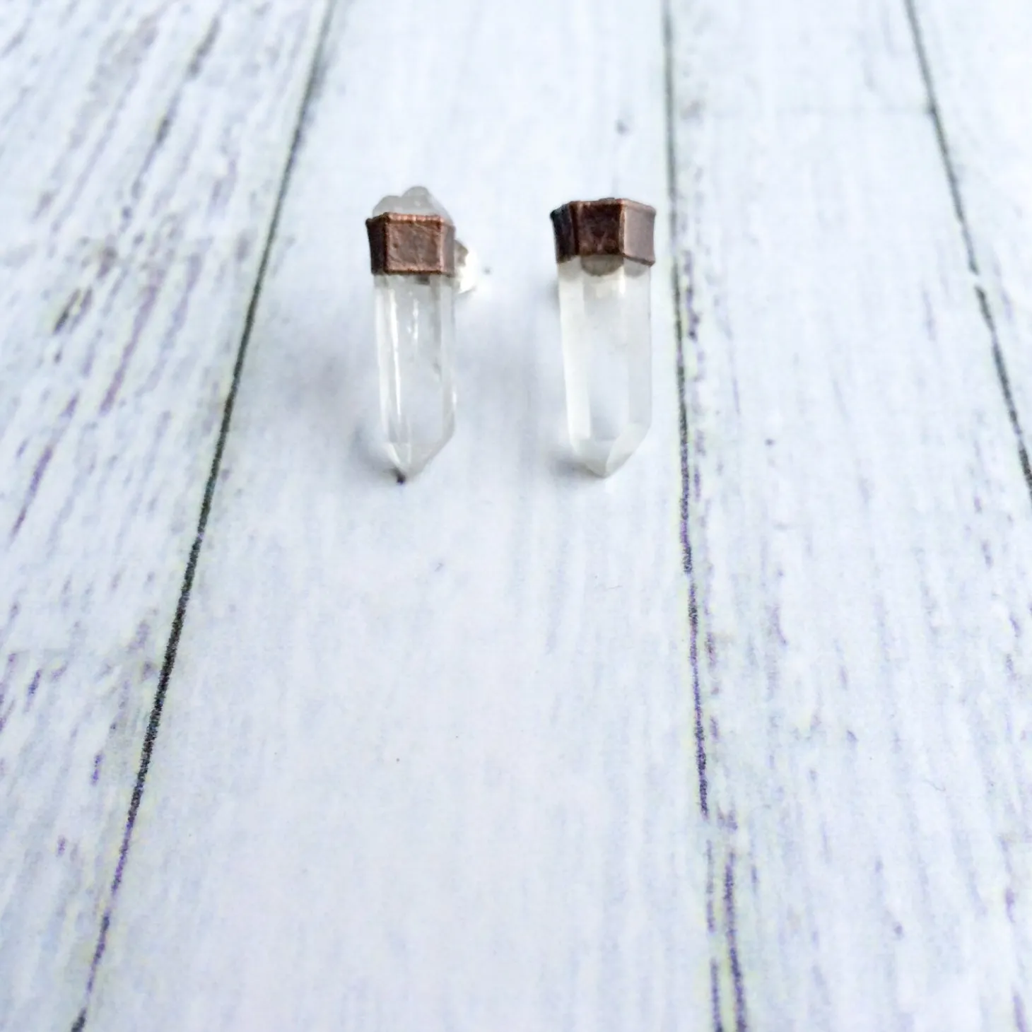SALE Raw crystal studs | Herkimer diamond