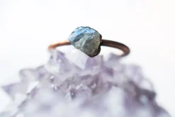SALE Raw Labradorite ring | Gemstone stacking ring