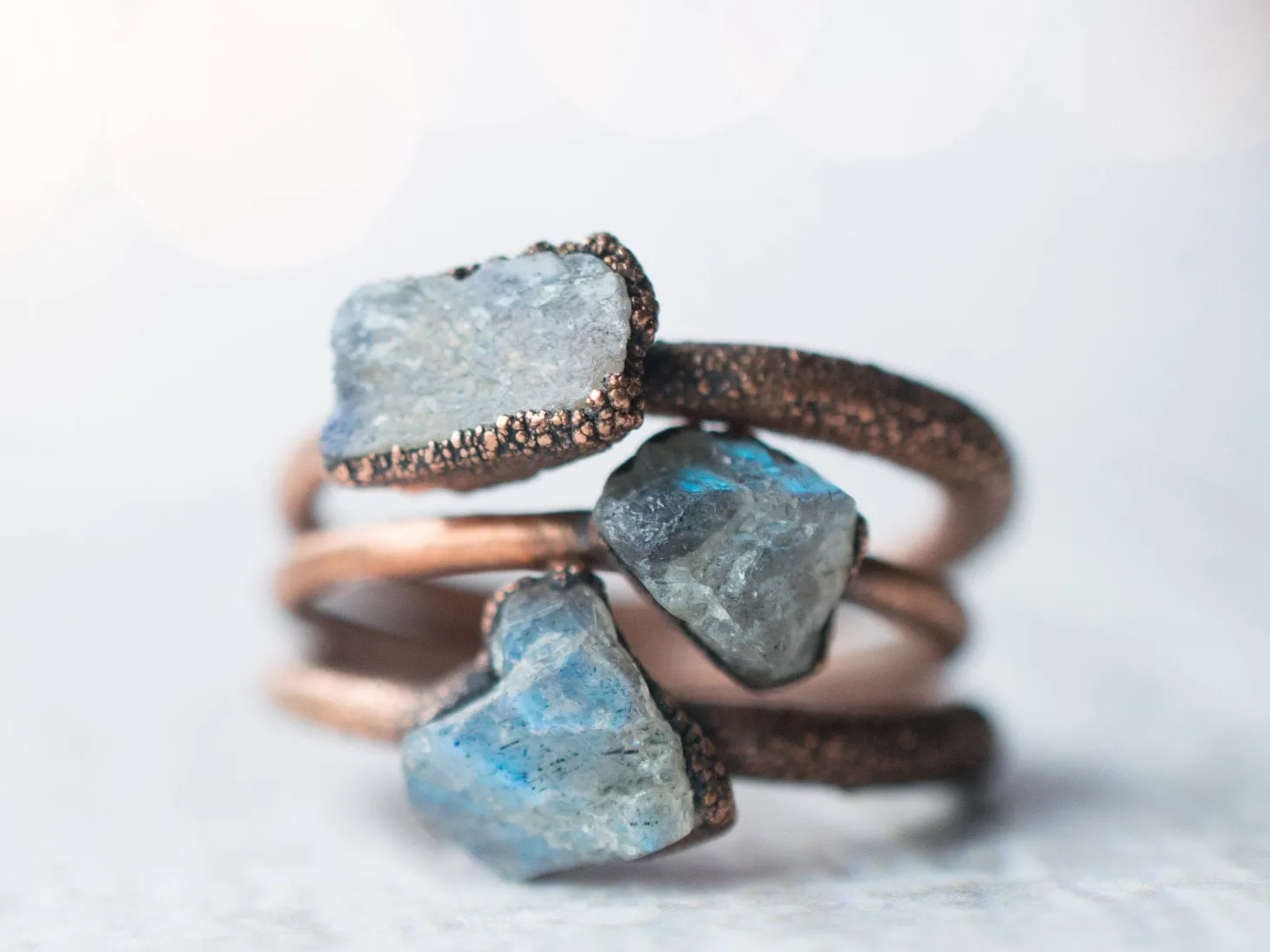 SALE Raw Labradorite ring | Gemstone stacking ring