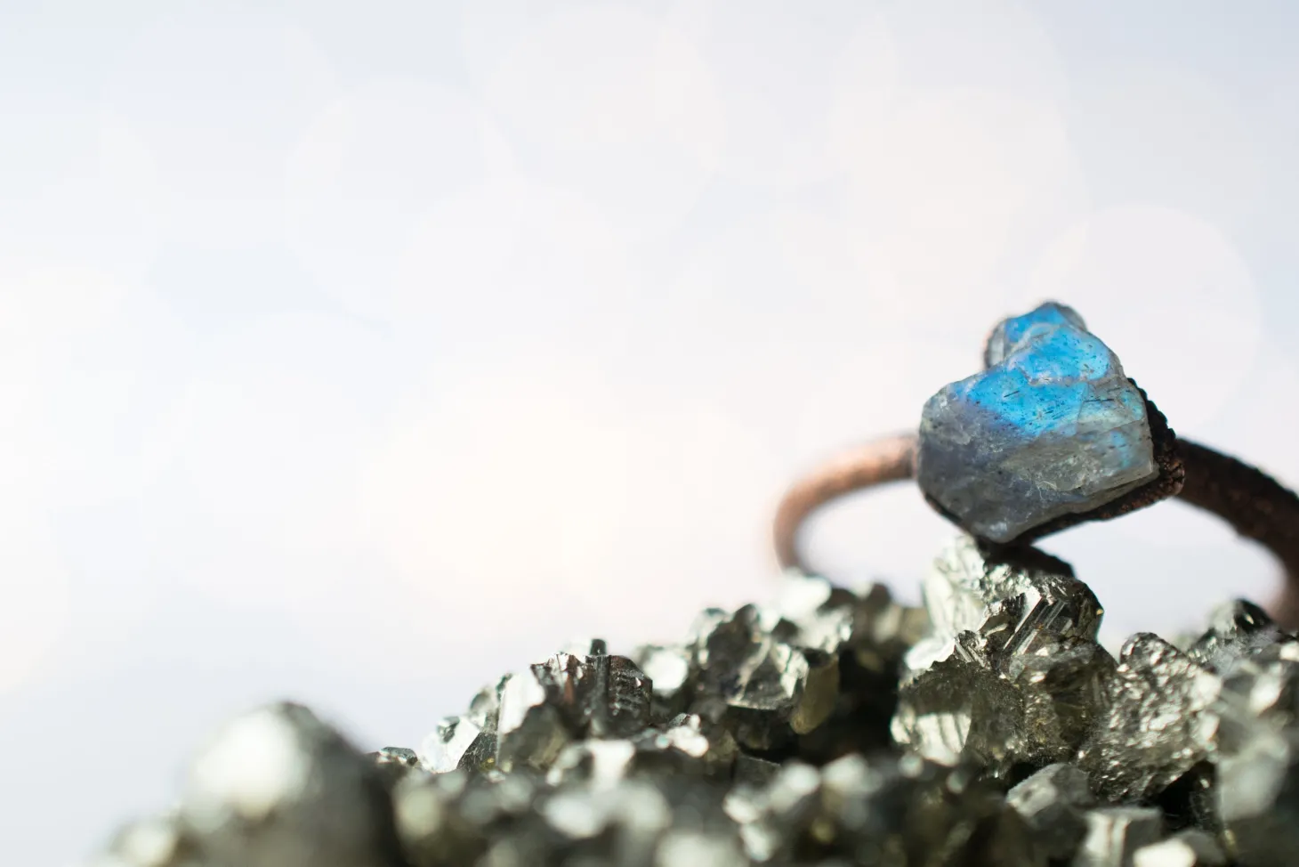 SALE Raw Labradorite ring | Gemstone stacking ring