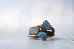 SALE Raw Labradorite ring | Gemstone stacking ring