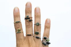 SALE Raw tourmaline ring | Green tourmaline crystal ring