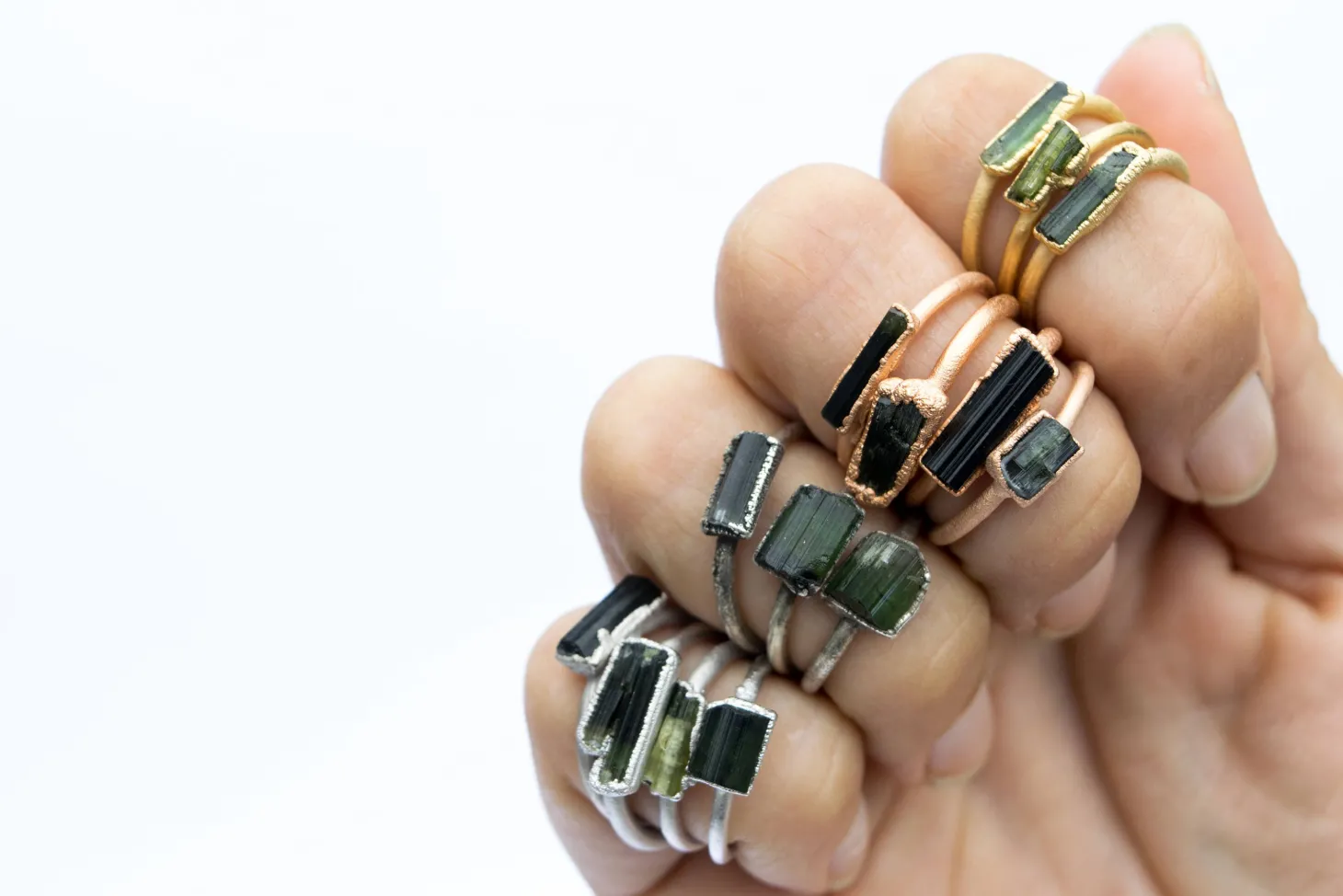 SALE Raw tourmaline ring | Green tourmaline crystal ring