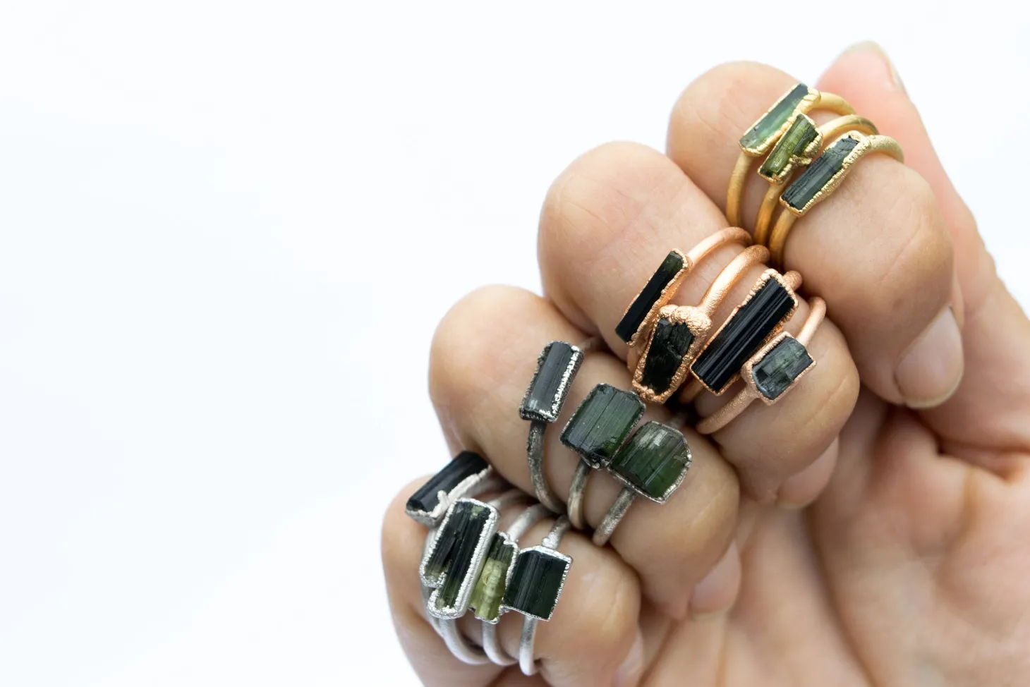 SALE Raw tourmaline ring | Green tourmaline crystal ring